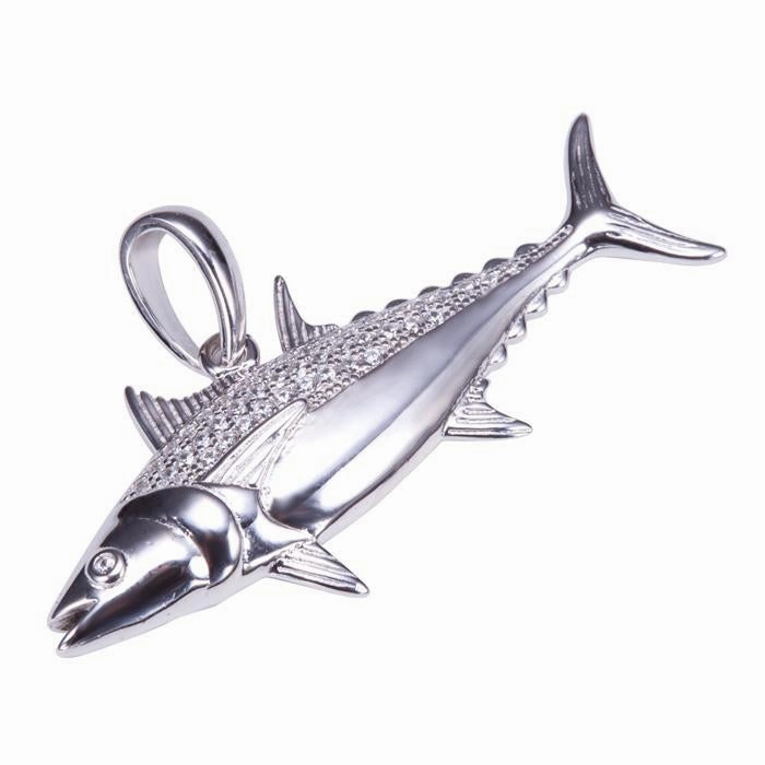 Sterling Silver Tuna Pave CZ Pendant (Chain Sold Separately)