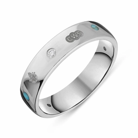 Sterling Silver Turquoise 0.08ct Diamond Queen's Jubilee Hallmark 5mm Ring D
