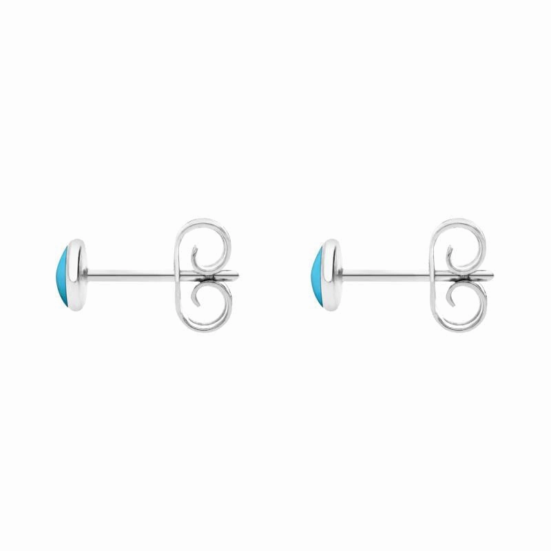 Sterling Silver Turquoise 4mm Classic Small Round Stud Earrings