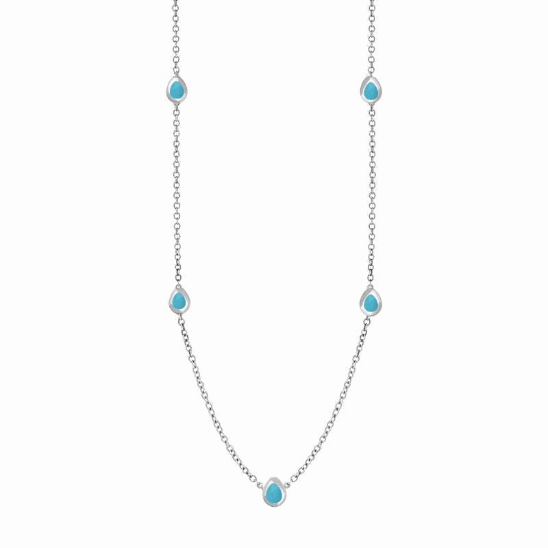Sterling Silver Turquoise Cross Link Disc Chain Necklace