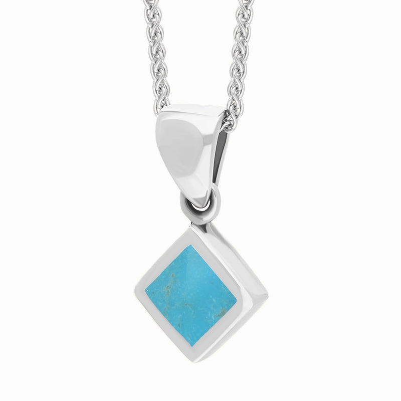 Sterling Silver Turquoise Dinky Square Necklace