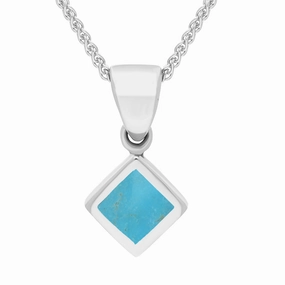 Sterling Silver Turquoise Dinky Square Necklace