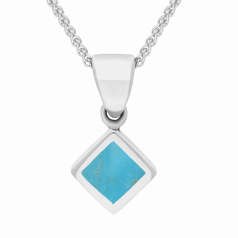 Sterling Silver Turquoise Dinky Square Necklace