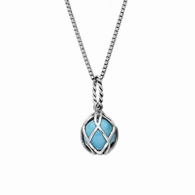 Sterling Silver Turquoise Emma Stothard Silver Darling 8mm Float Charm Necklace