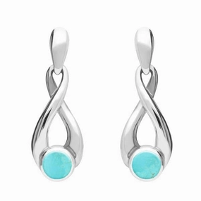 Sterling Silver Turquoise Eternity Loop Drop Earrings