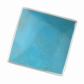 Sterling Silver Turquoise King's Coronation Hallmark Large Rhombus Ring D