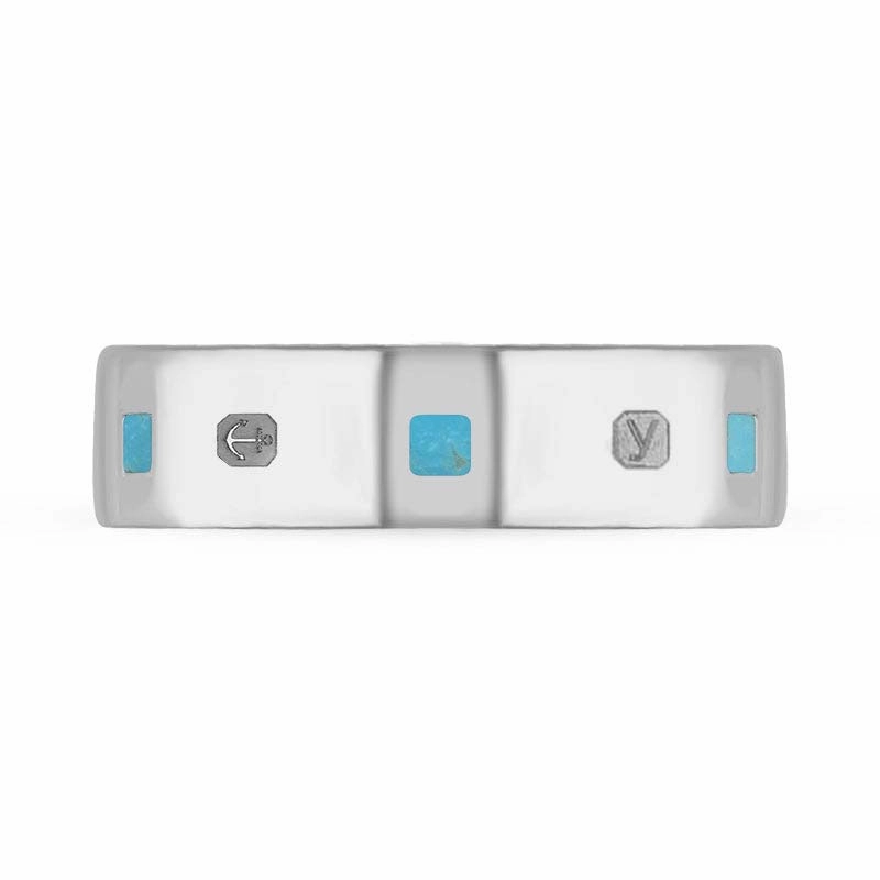 Sterling Silver Turquoise King's Coronation Hallmark Princess Cut 6mm Ring D