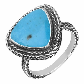 Sterling Silver Turquoise Large Triangular Foxtail Ring D