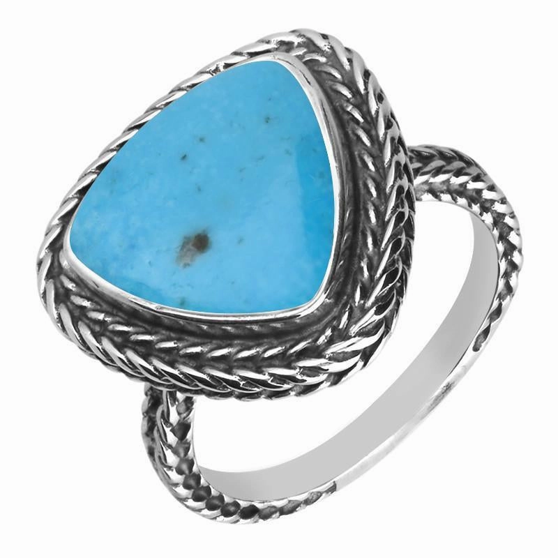 Sterling Silver Turquoise Large Triangular Foxtail Ring D