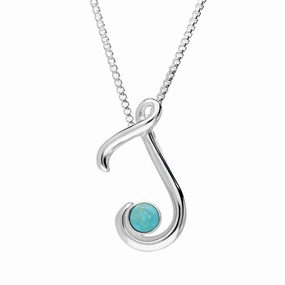Sterling Silver Turquoise Love Letters Initial J Necklace