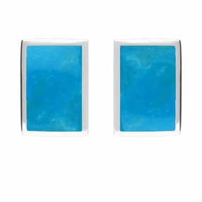 Sterling Silver Turquoise Oblong Stud Earrings