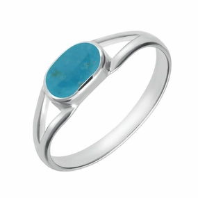 Sterling Silver Turquoise Oval Split Shank Ring