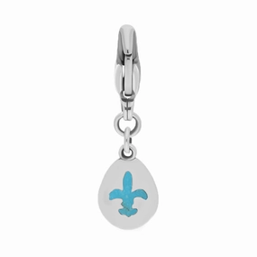 Sterling Silver Turquoise Pear Shaped Fleur De Lis Clip Charm