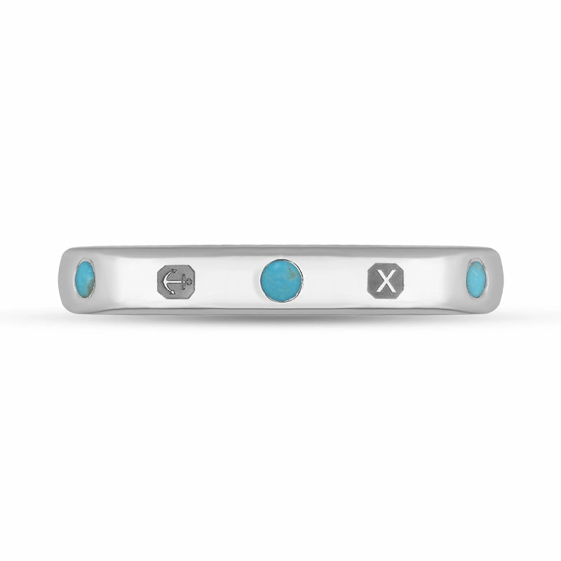 Sterling Silver Turquoise Queen's Jubilee Hallmark 6mm Ring D