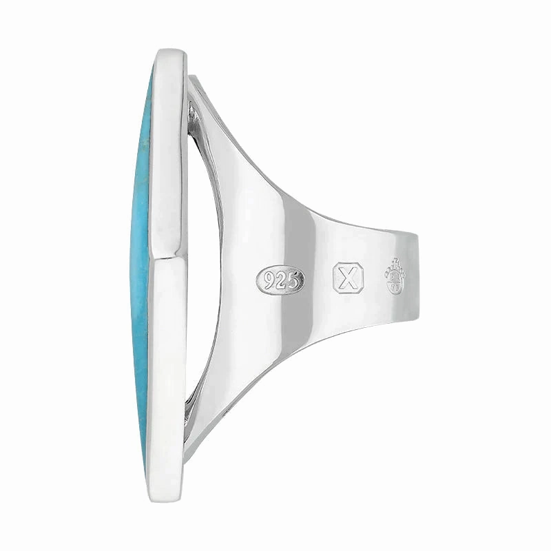 Sterling Silver Turquoise Queen's Jubilee Hallmark Large Rhombus Ring D