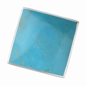 Sterling Silver Turquoise Queen's Jubilee Hallmark Large Rhombus Ring D