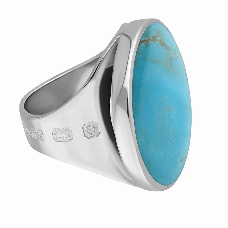 Sterling Silver Turquoise Queen's Jubilee Hallmark Medium Round Ring D