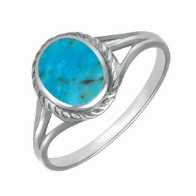 Sterling Silver Turquoise Rope Edge Ring