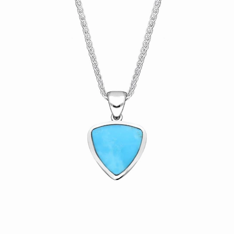 Sterling Silver Turquoise Small Curved Triangle Necklace