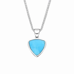 Sterling Silver Turquoise Small Curved Triangle Necklace