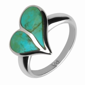 Sterling Silver Turquoise Split Heart Ring