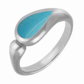 Sterling Silver Turquoise Toscana Offset Teardrop Ring