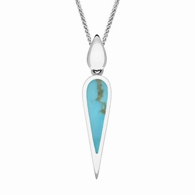 Sterling Silver Turquoise Toscana Slim Pear Drop Necklace