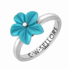 Sterling Silver Turquoise Tuberose 12mm Pansy Ring