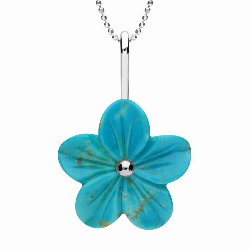 Sterling Silver Turquoise Tuberose 22mm Desert Rose Two Piece Set