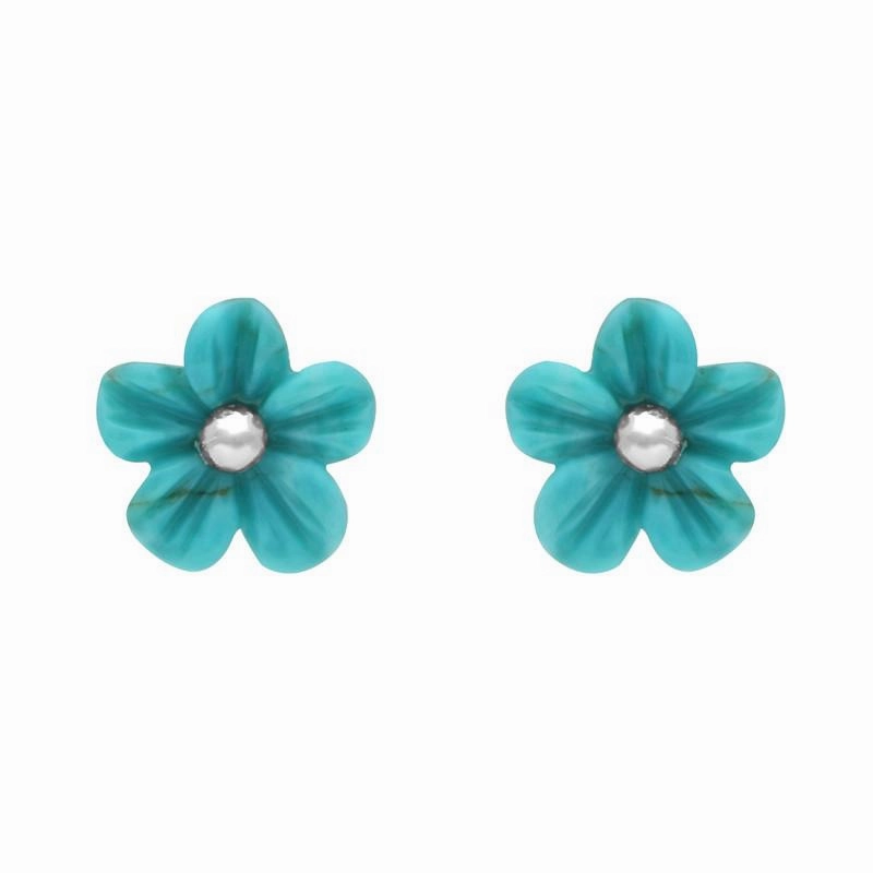 Sterling Silver Turquoise Tuberose 22mm Desert Rose Two Piece Set