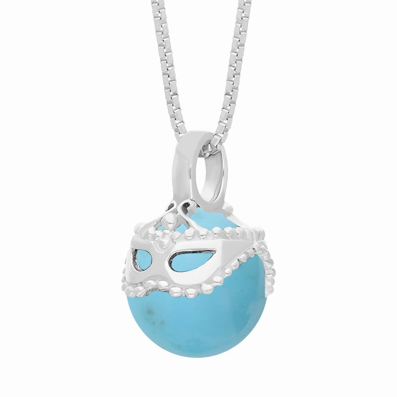 Sterling Silver Turquoise Zodiac Gemini 9mm Bead Pendant