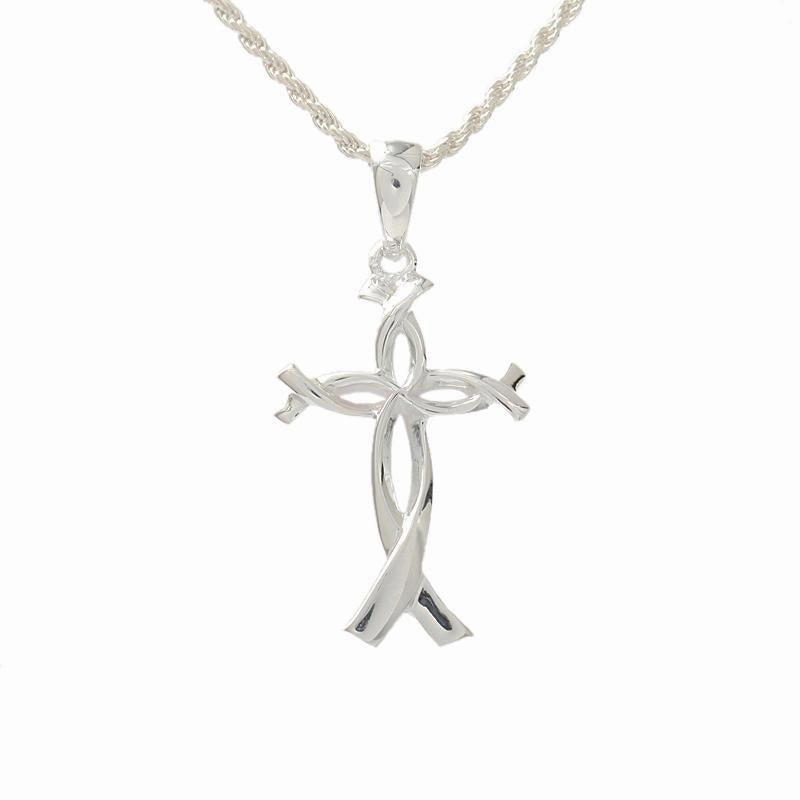 Sterling Silver Twist Cross Pendant (Chain Sold Separately)