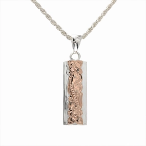 Sterling Silver Two-Tone Pink Gold Plated Hawaiian Scroll Raised Pendant (Chain Sold Separately)
