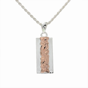 Sterling Silver Two-Tone Pink Gold Plated Raised Scroll Pendant 10/6mm (Chain Sold Separately)