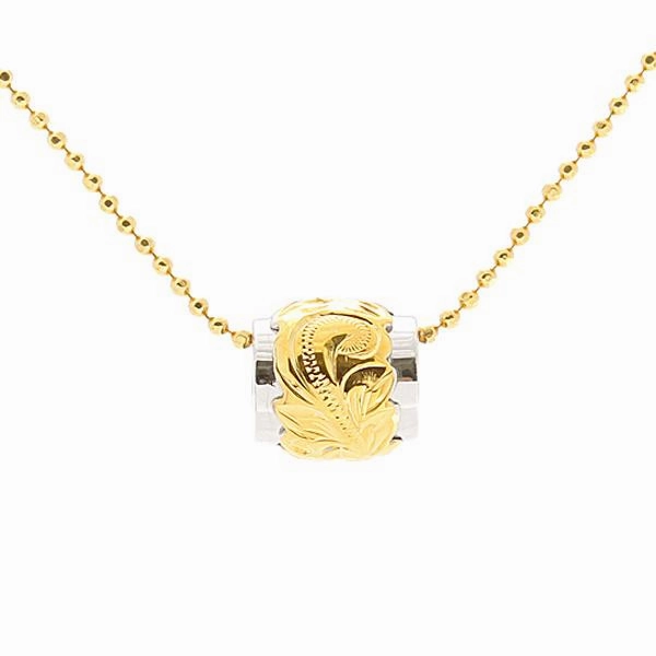 Sterling Silver Two Tone Yellow Gold Plated Barrel Pendant (Chain Sold Separately)