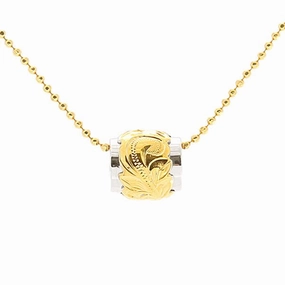 Sterling Silver Two Tone Yellow Gold Plated Barrel Pendant (Chain Sold Separately)