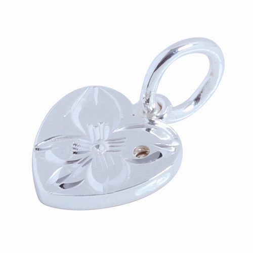 Sterling Silver Two-Tone Yellow Gold Plated Hawaiian Scroll Heart with CZ Pendant (Chain Sold Separately)
