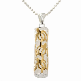 Sterling Silver Two Tone Yellow Gold Plated Honu (Turtle) Tube Pendant (Chain Sold Separately)