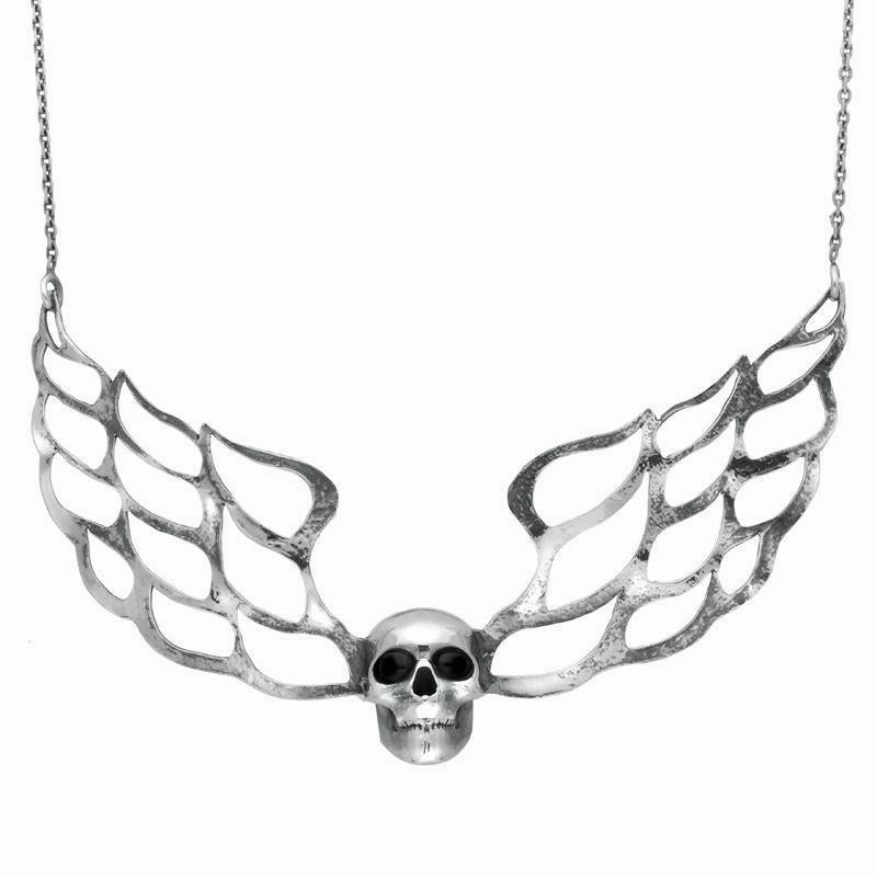 Sterling Silver Unique Flame Skull Necklace