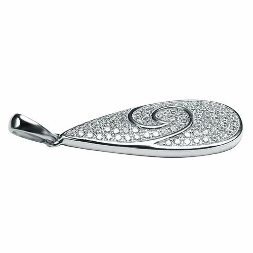 Sterling Silver Wave Pave CZ Teardrop Pendant (Chain Sold Separately)
