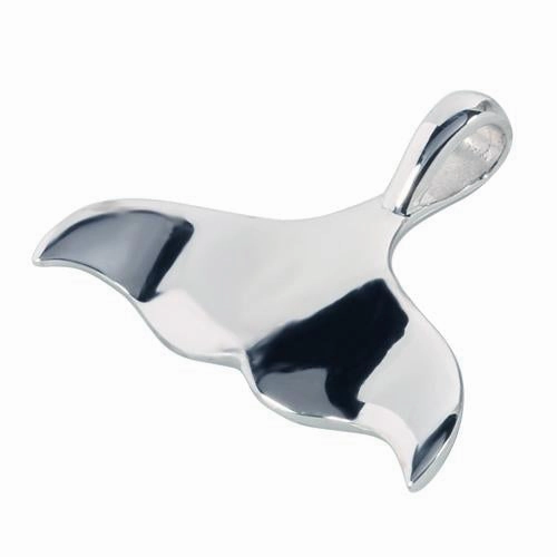 Sterling Silver Whale Tail with Abalone Inlaid Pendant (Chain Sold Separately)
