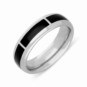 Sterling Silver Whitby Jet 1mm Gap Channel 8mm Wedding Band Ring