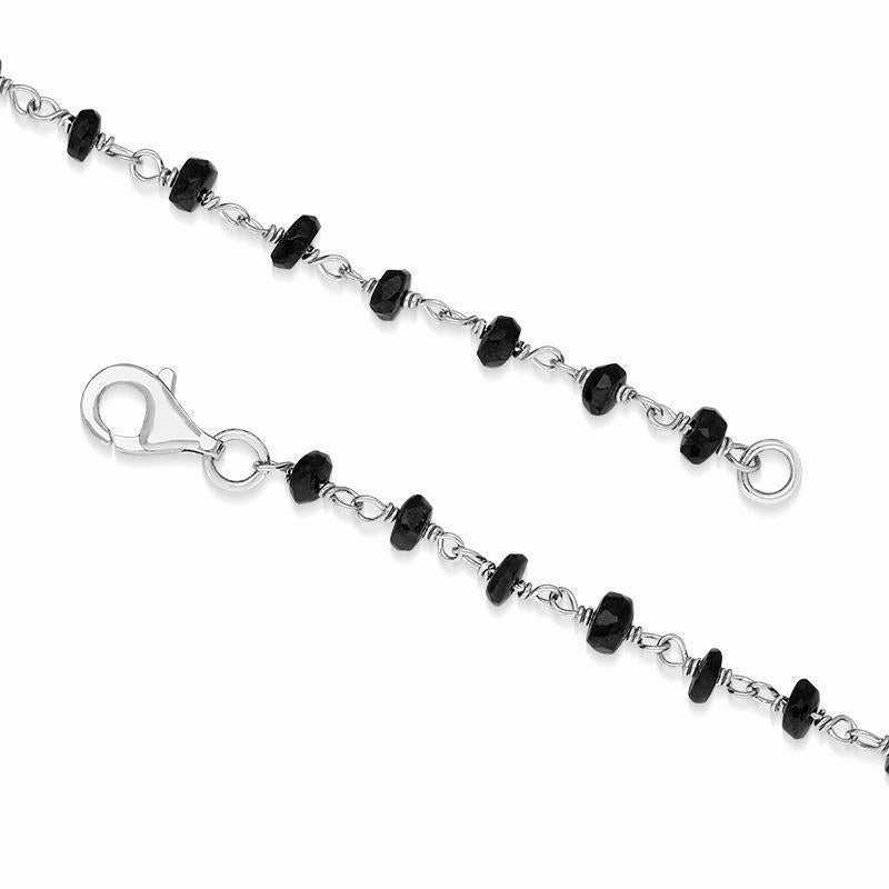Sterling Silver Whitby Jet 4mm Bead Chain Link Necklace