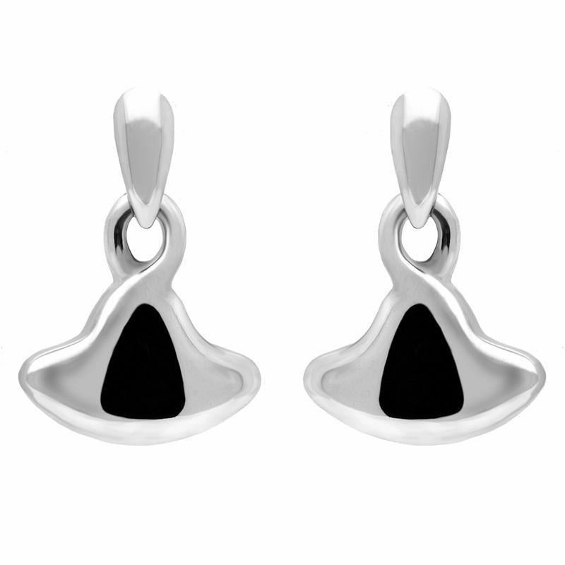 Sterling Silver Whitby Jet Bell Shaped Drop Earrings