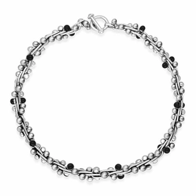 Sterling Silver Whitby Jet Berry Necklace