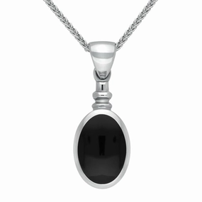 Sterling Silver Whitby Jet Bottletop Necklace