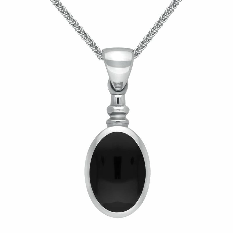 Sterling Silver Whitby Jet Bottletop Necklace