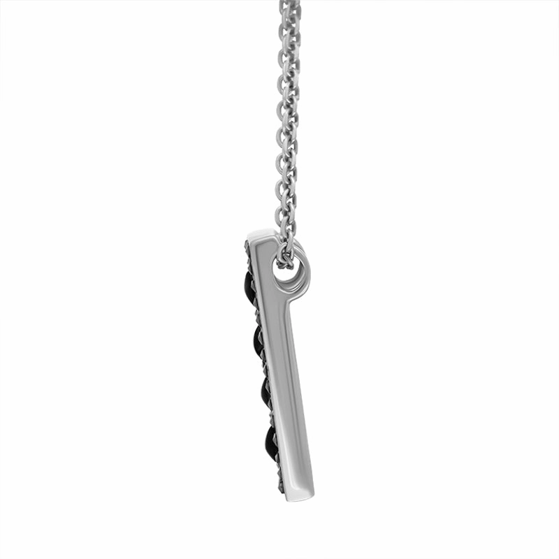 Sterling Silver Whitby Jet Cubic Zirconia Large Triangle Drop Necklace D