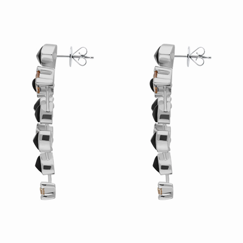 Sterling Silver Whitby Jet Cubic Zirconia Triangle Drop Earrings D