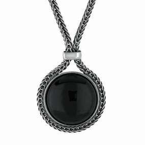 Sterling Silver Whitby Jet Foxtail Round Necklace D